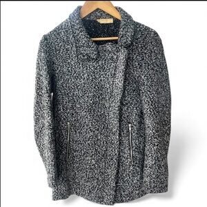 H&M Black and White Boucle Knit Motto Jacket